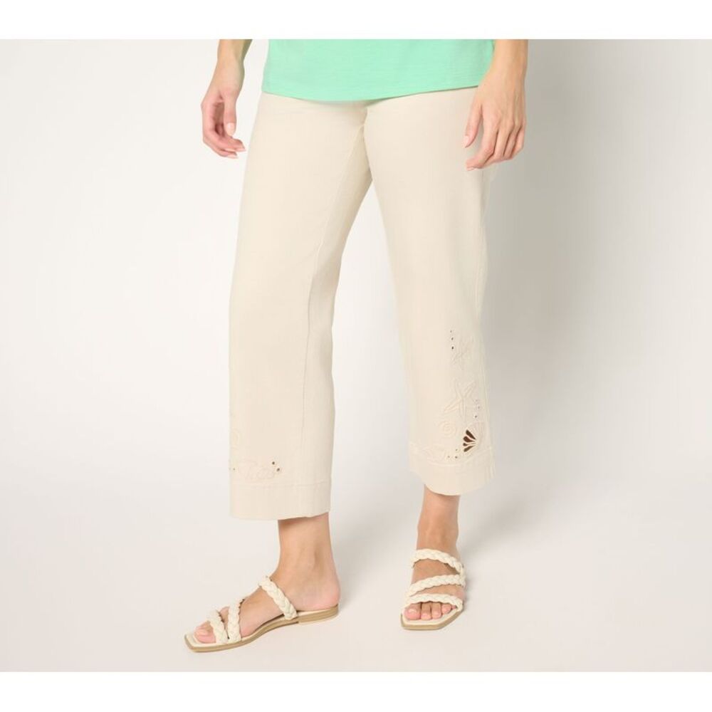 Gloria Vanderbilt Women's Plus Sz Pants 18 TripleLuxe Twill Sealife White